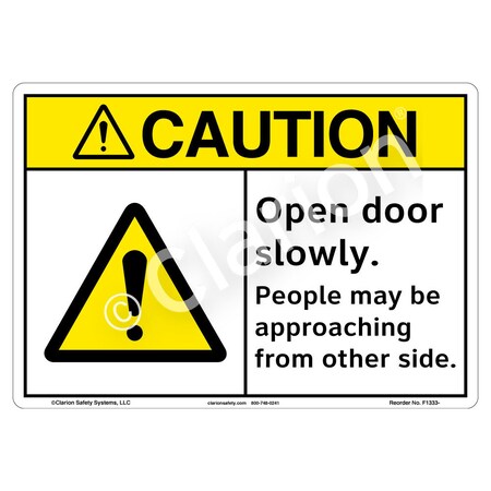 ANSI/ISO Compliant Caution/Open Door Slowly Safety Signs Outdoor Weather Tuff Plastic (S2) 10 X 7